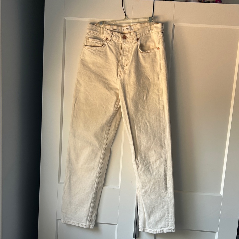 Mango Off-White Button Fly Premium Denim Jeans, Women’s size 6